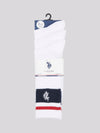 Męskie trzy paczki marki Stripe Sports Sports Socks w jasnej bieli