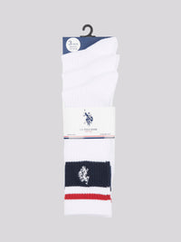 Męskie trzy paczki marki Stripe Sports Sports Socks w jasnej bieli