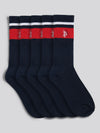 Mens Three Pack Brand Stripe Sports Socks in Dark Sapphire Navy