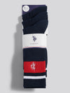 Mens Three Pack Brand Stripe Sports Socks in Dark Sapphire Navy
