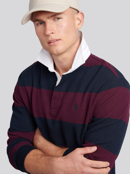 Tekstrutowa koszula rugby w paski w winogron