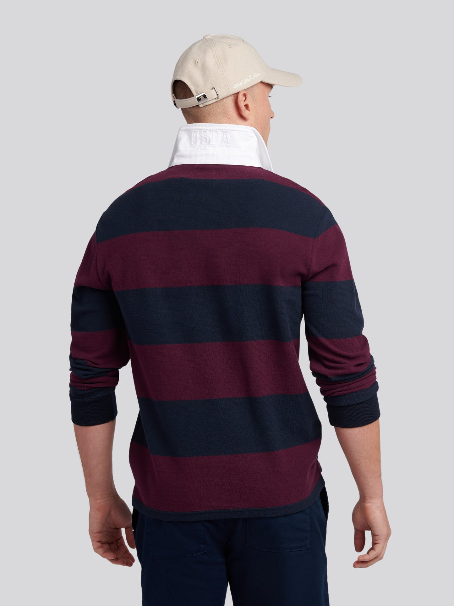 Tekstrutowa koszula rugby w paski w winogron