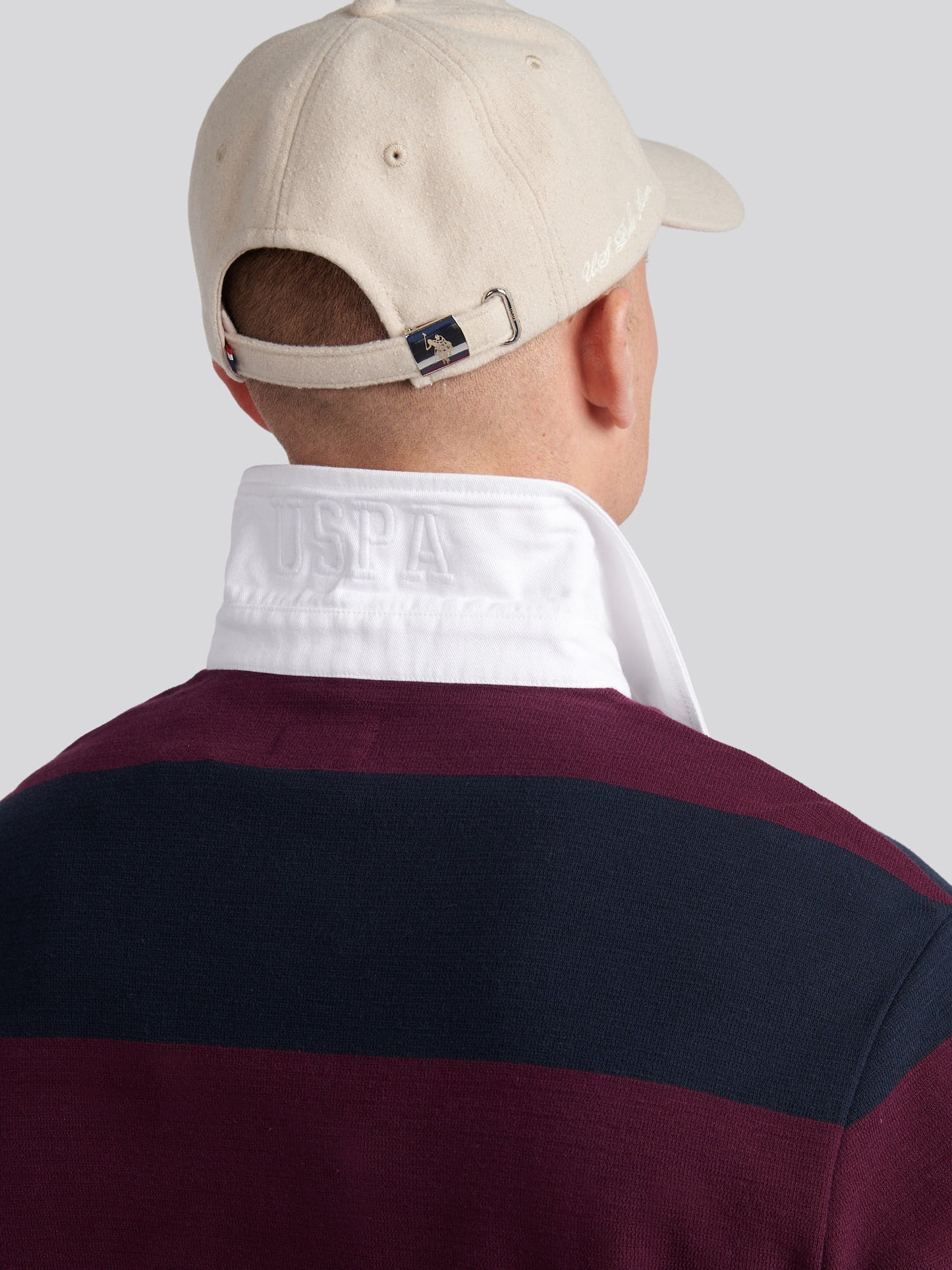 Tekstrutowa koszula rugby w paski w winogron