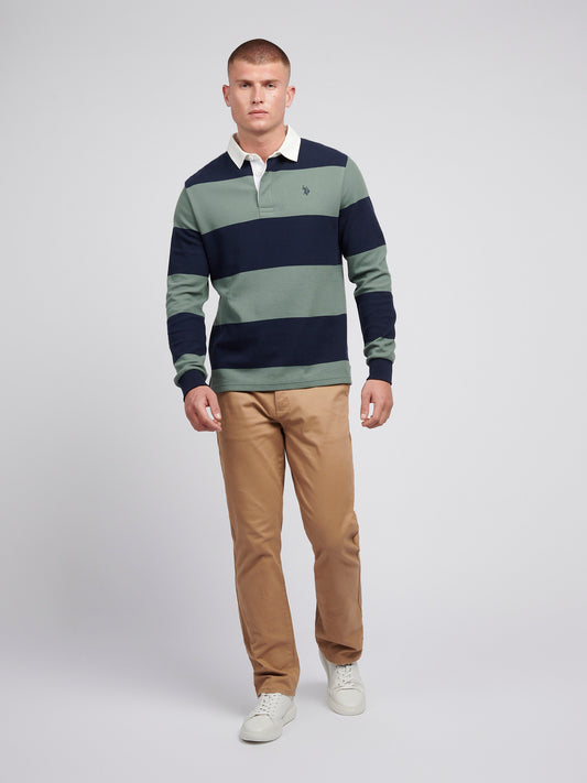 Mens Textured Stripe Rugby in Dark Sapphire Navy