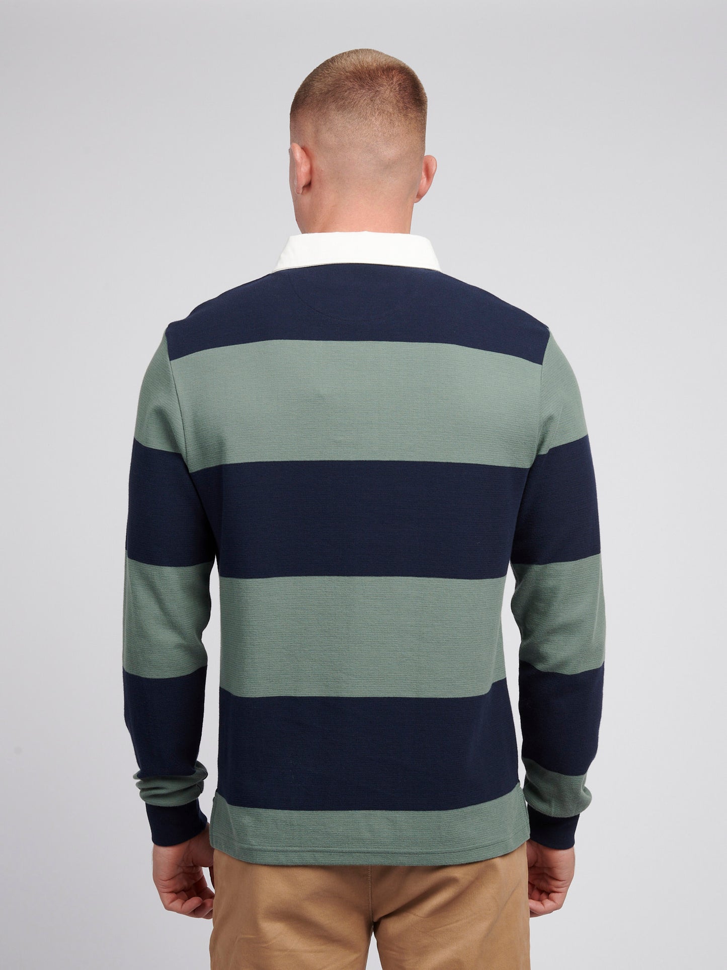 Mens Textured Stripe Rugby in Dark Sapphire Navy