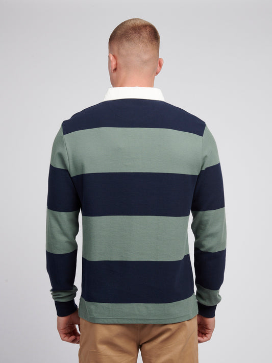 Mens Textured Stripe Rugby in Dark Sapphire Navy