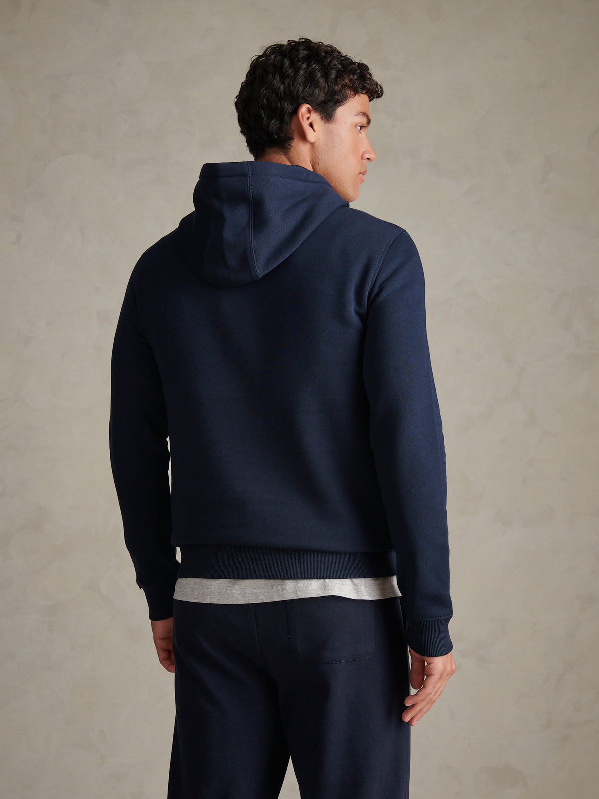 Mens Double Horsemen Embroidered Hoodie Dark Sapphire Navy / Haute Red DHM