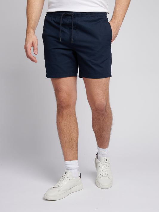 Mens Linen Blend Deck Shorts Dark Sapphire Navy / Haute Red DHM