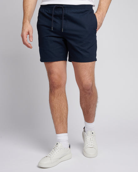 Mens Linen Blend Deck Shorts Dark Sapphire Navy / Haute Red DHM