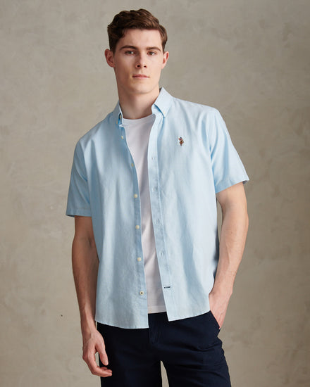 Mens  Short Sleeve Oxford Shirt in Ice Blue