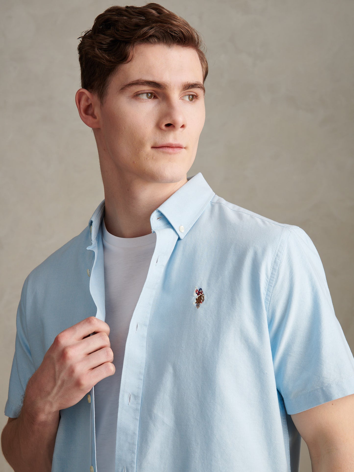 Mens  Short Sleeve Oxford Shirt in Ice Blue