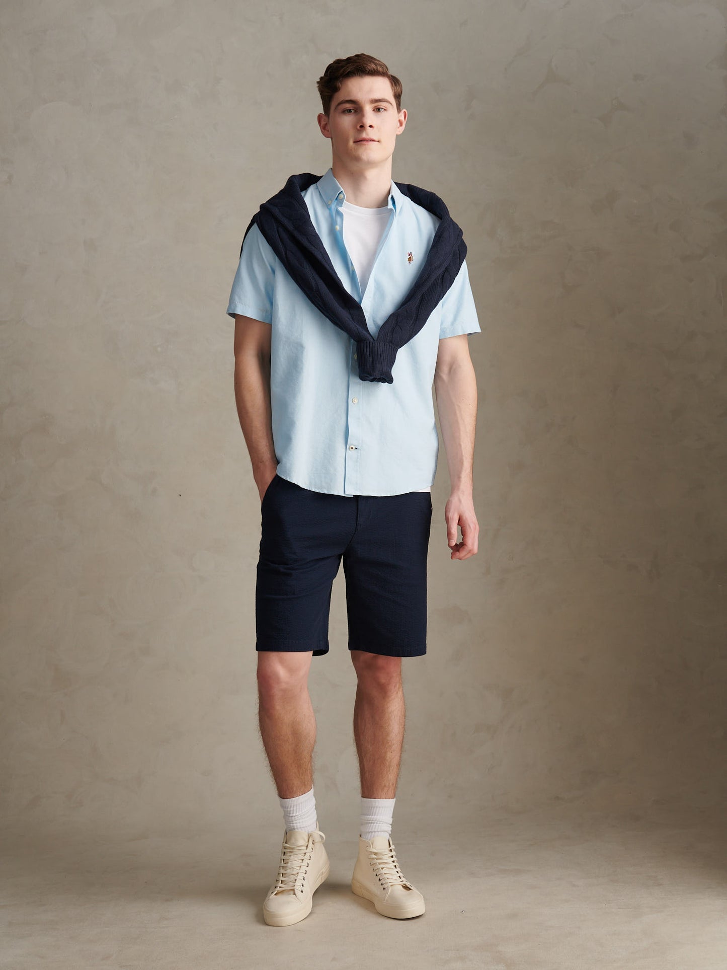 Mens  Short Sleeve Oxford Shirt in Ice Blue