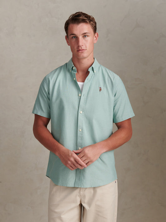 Mens  Short Sleeve Oxford Shirt in Aquifer