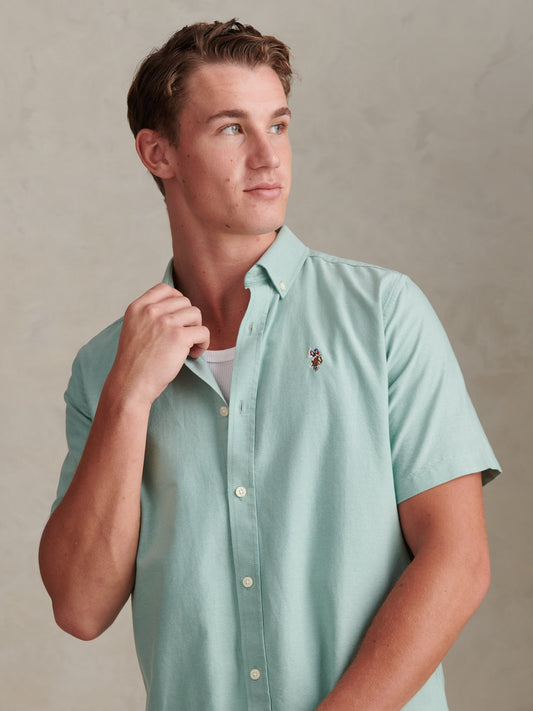 Mens  Short Sleeve Oxford Shirt in Aquifer