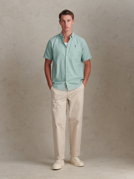 Mens  Short Sleeve Oxford Shirt in Aquifer