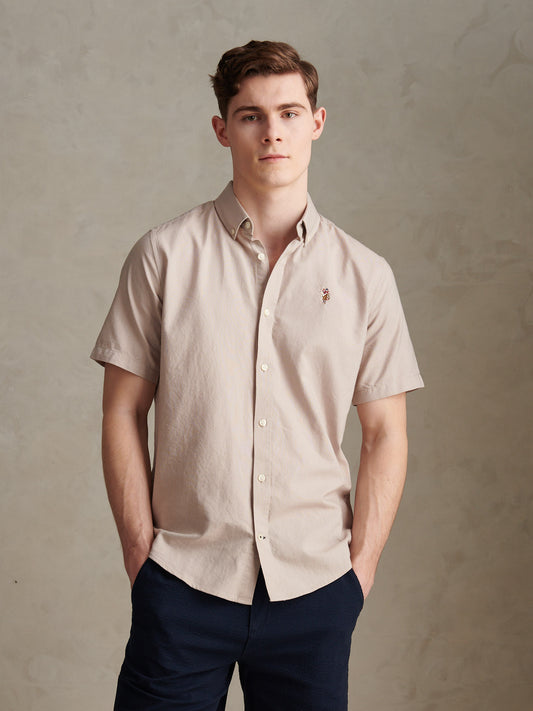 Mens  Short Sleeve Oxford Shirt in String