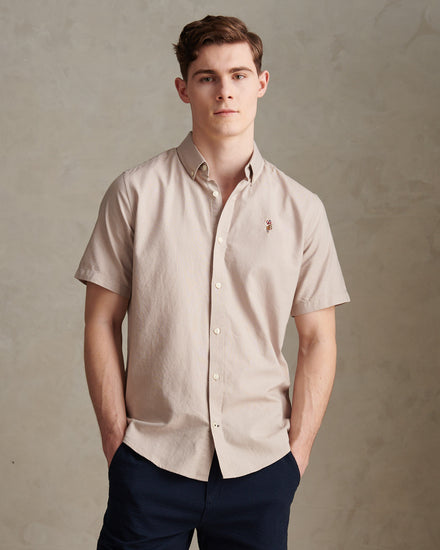 Mens  Short Sleeve Oxford Shirt in String
