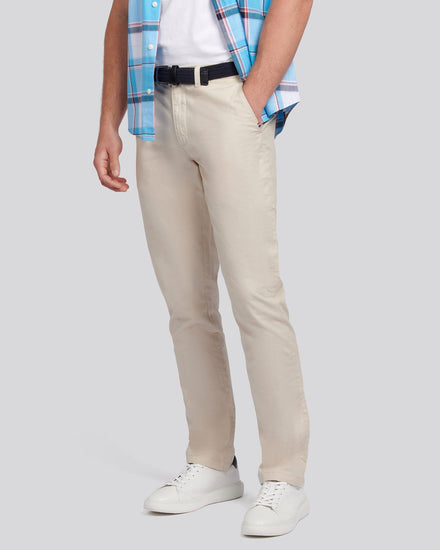 Mens Linen Blend Chino in French Oak