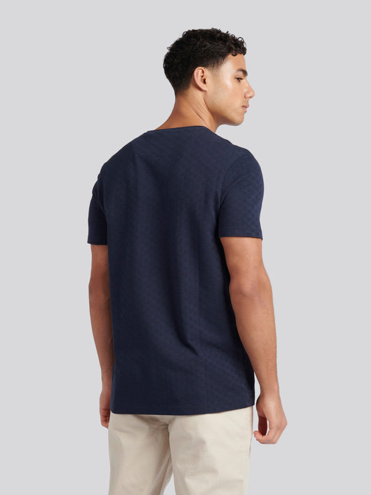Men-Check Tekstura T-shirt w ciemnym szafirowym granatowym/haute czerwony DHM