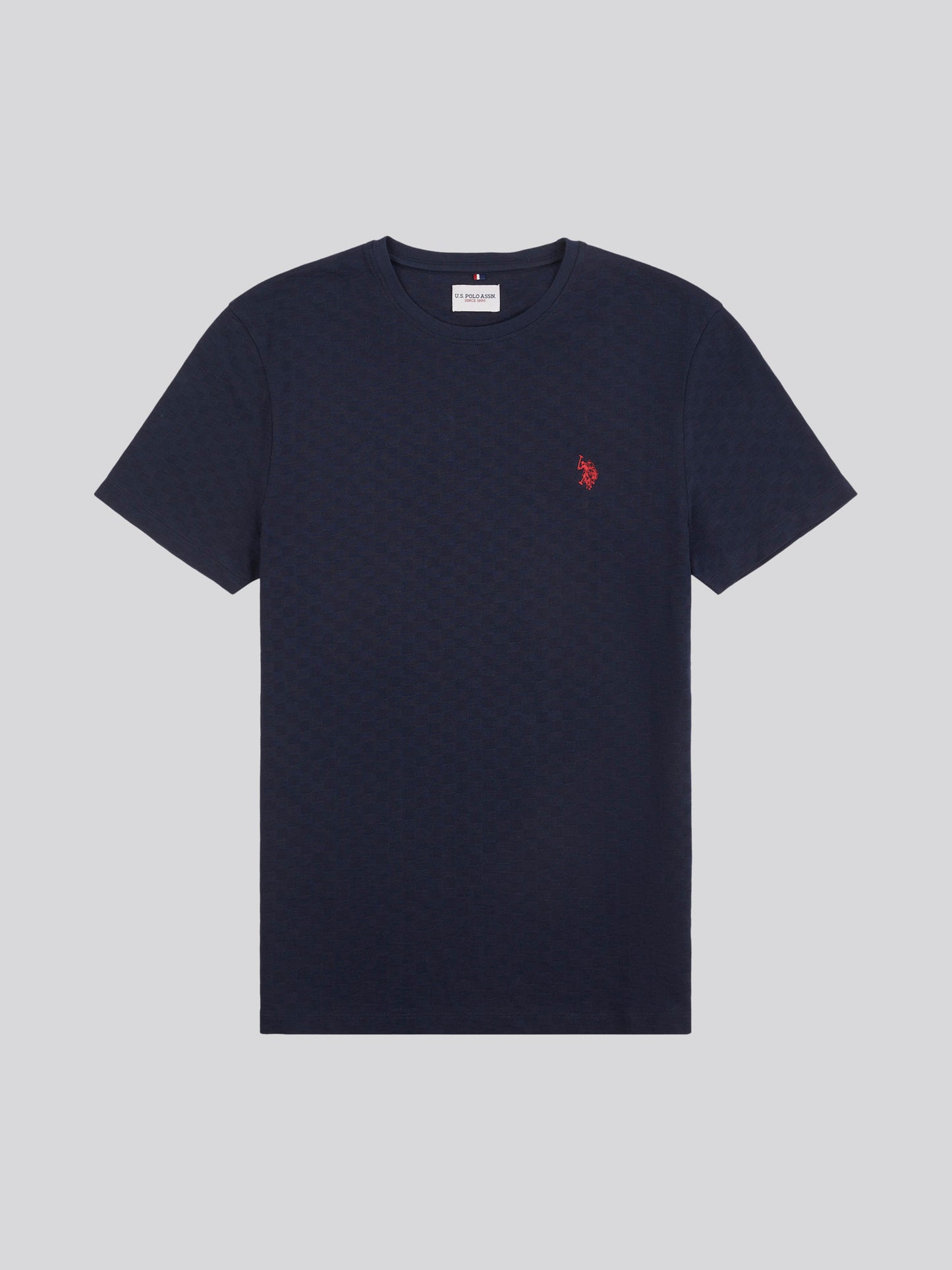 Men-Check Tekstura T-shirt w ciemnym szafirowym granatowym/haute czerwony DHM