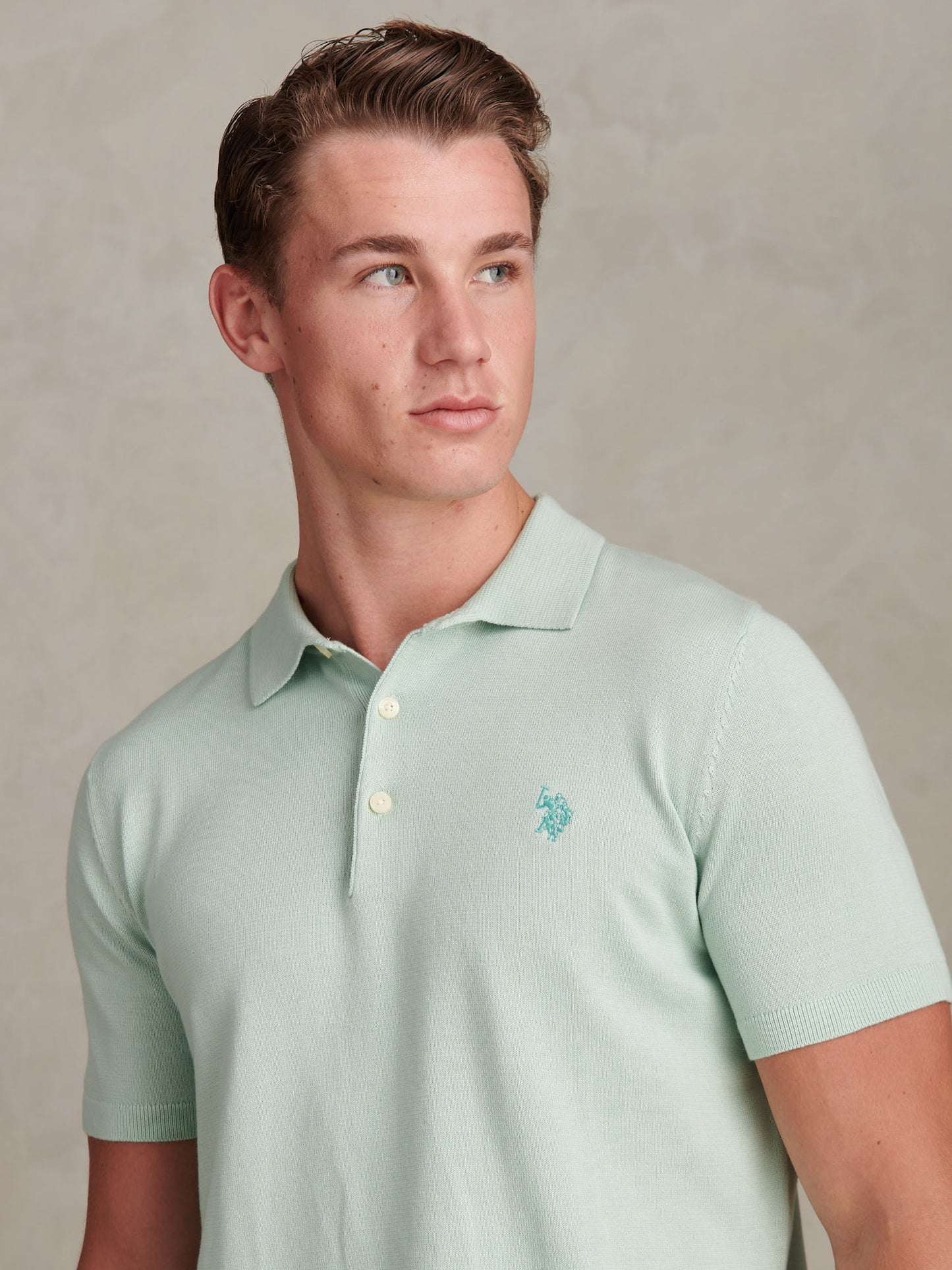 Mens Combed Cotton Polo Shirt in Aqua Foam
