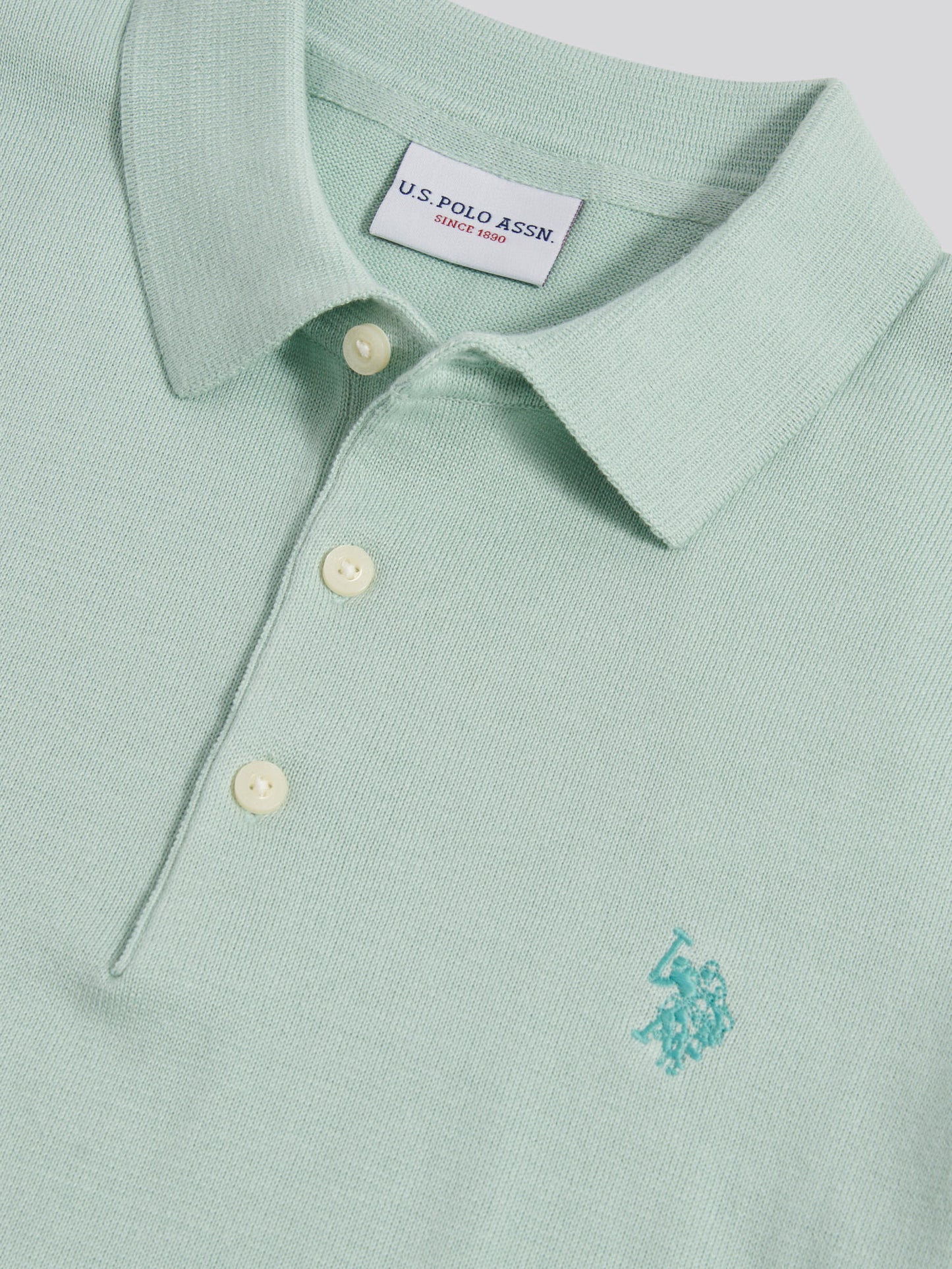 Mens Combed Cotton Polo Shirt in Aqua Foam