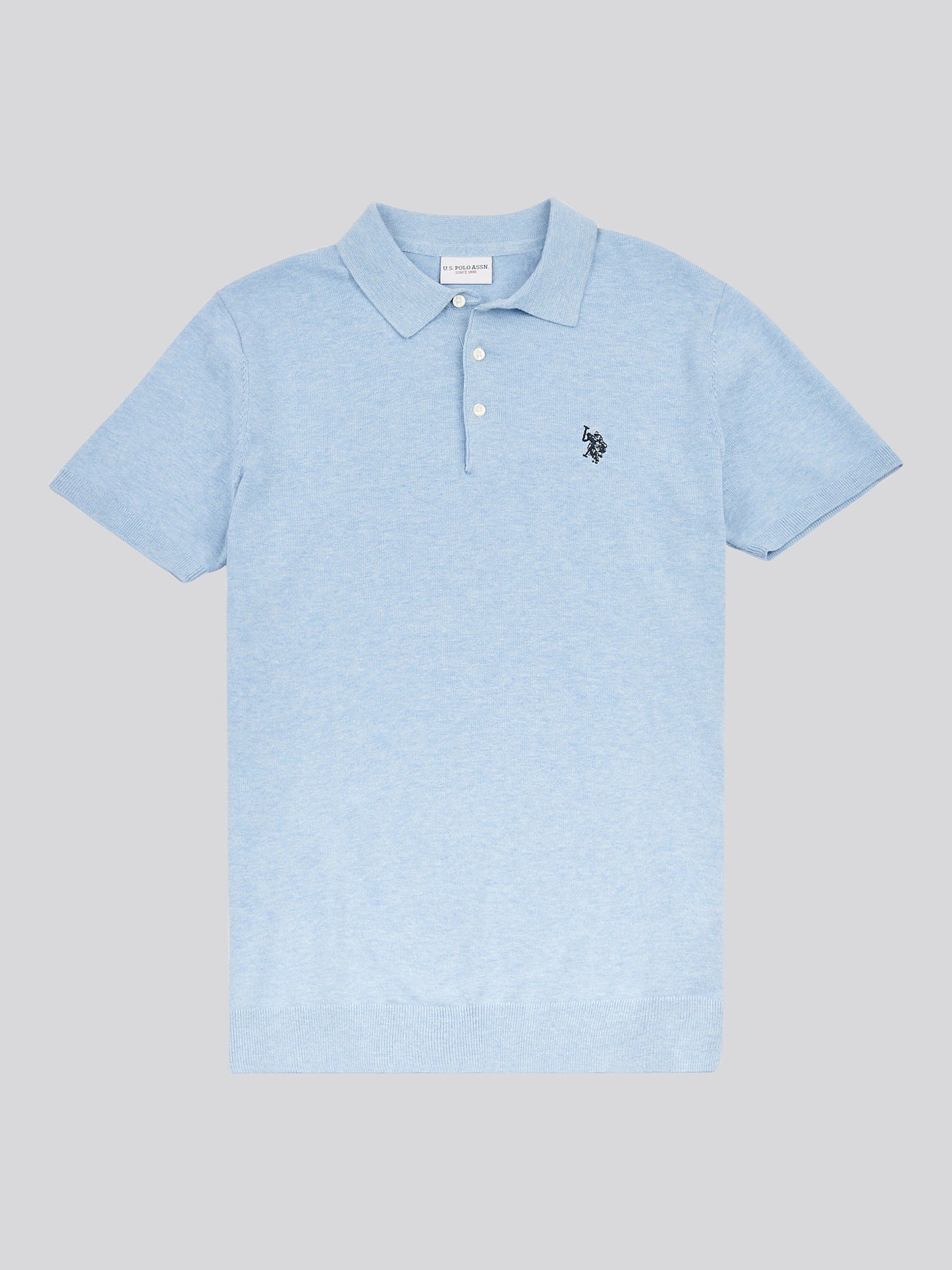 Mens Combed Cotton Polo Shirt in Parisian Blue Marl