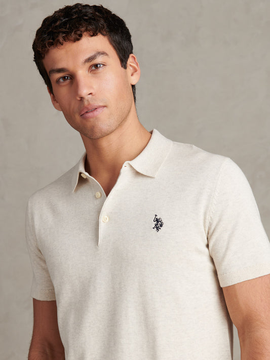 Mens Combed Cotton Polo Shirt in Birch Marl