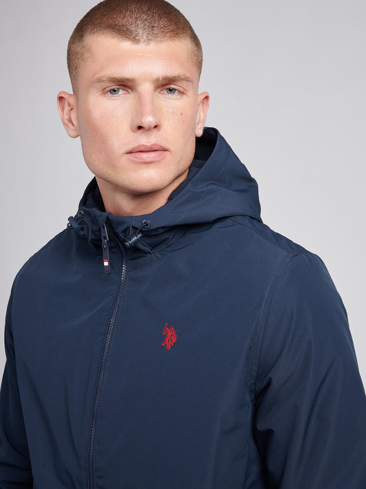 Windbreaker z podszewką męskiej w ciemnym szafirowym granatowym/haute czerwony DHM