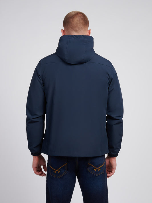 Windbreaker z podszewką męskiej w ciemnym szafirowym granatowym/haute czerwony DHM