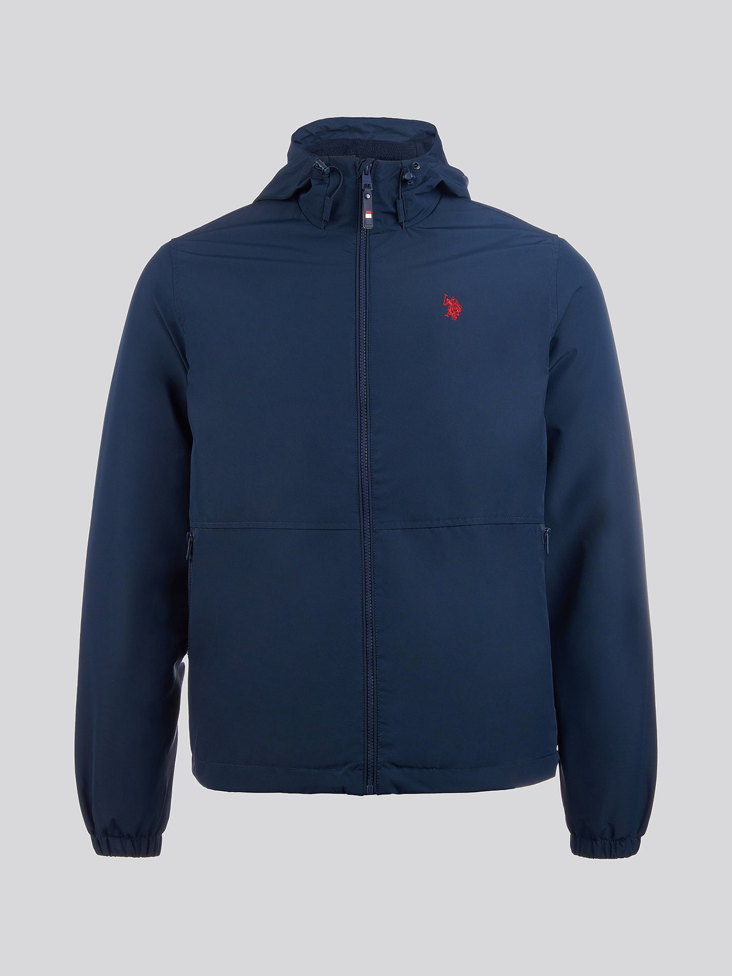 Windbreaker z podszewką męskiej w ciemnym szafirowym granatowym/haute czerwony DHM
