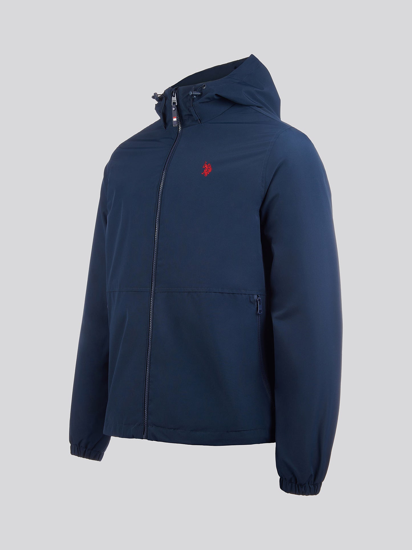 Windbreaker z podszewką męskiej w ciemnym szafirowym granatowym/haute czerwony DHM