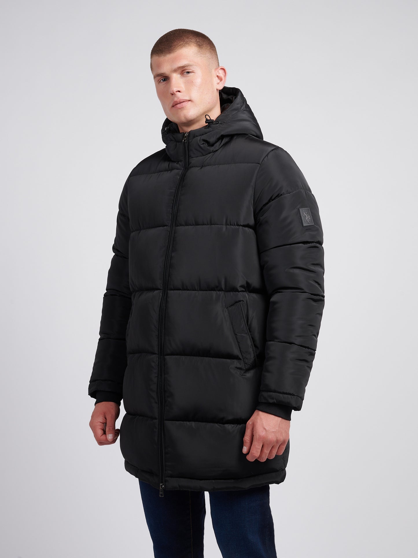 Mens Classic Longline Puffer Kurtka w kolorze czarnym