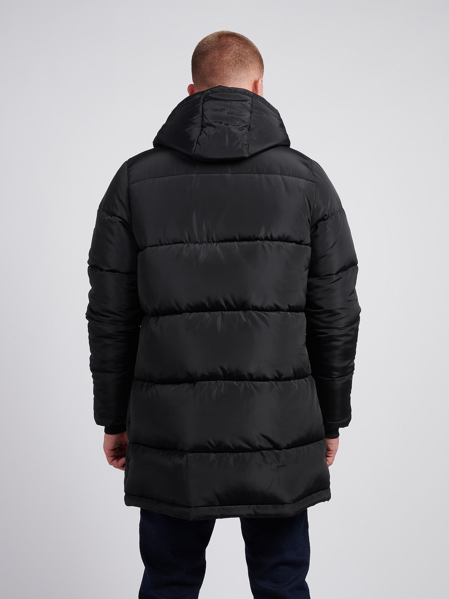 Mens Classic Longline Puffer Kurtka w kolorze czarnym