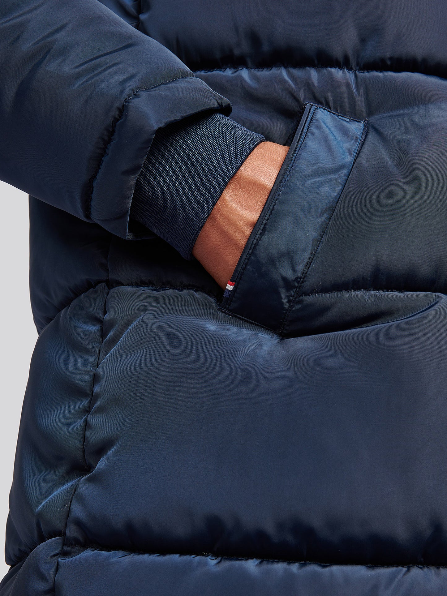 Męska klasyczna Longline Puffer Kurtka w ciemnym szafirowym granatowym