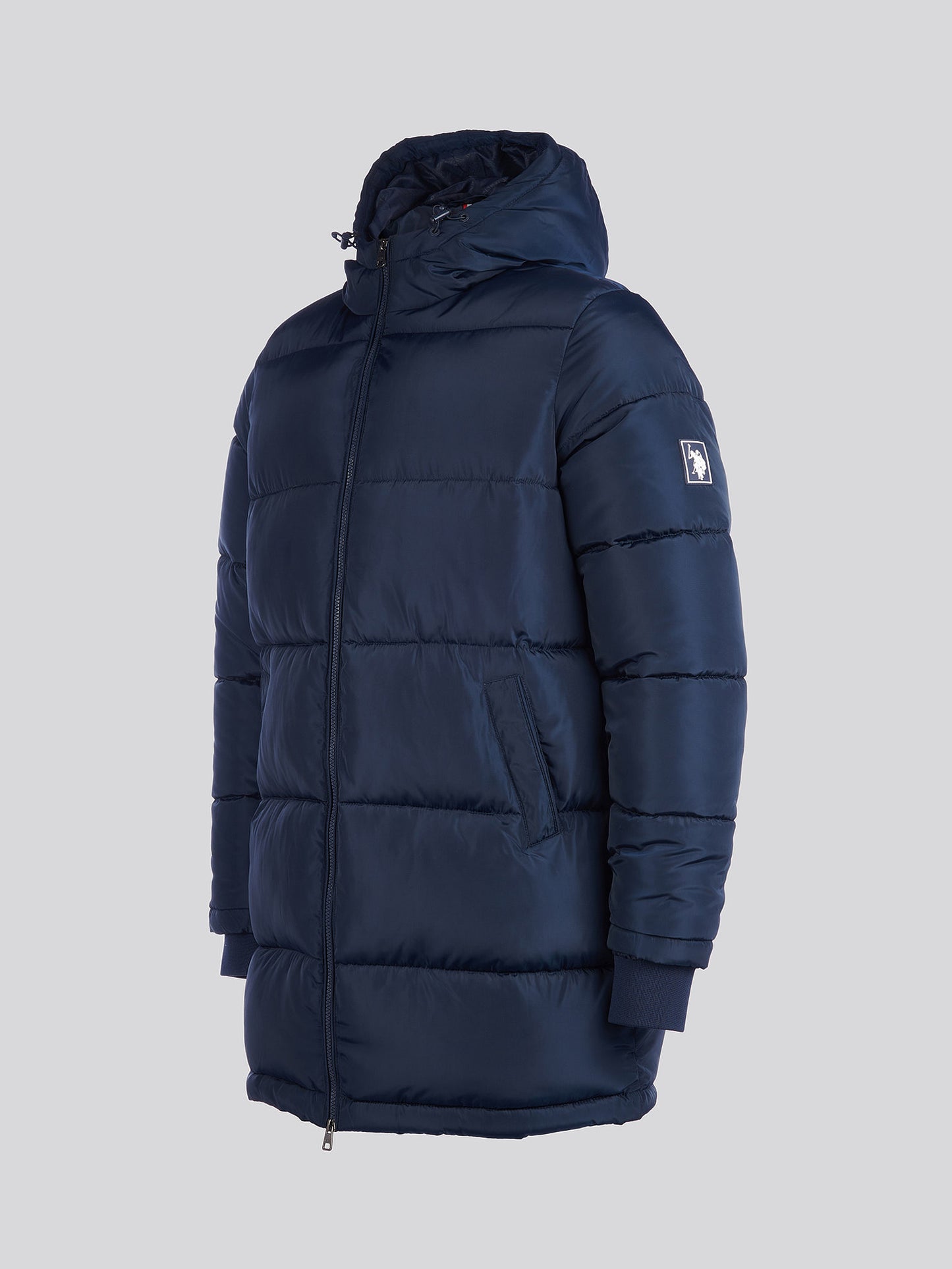Męska klasyczna Longline Puffer Kurtka w ciemnym szafirowym granatowym