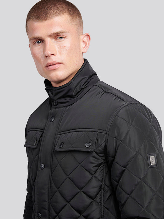 Mens Diamond Quilded Kurtka lejka w kolorze czarnym