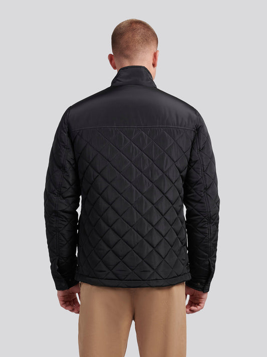 Mens Diamond Quilded Kurtka lejka w kolorze czarnym