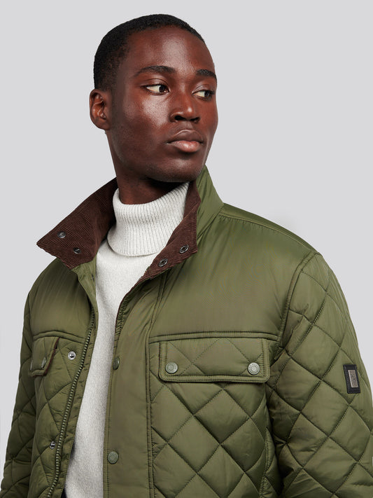 Mens Diamond Quilded Minted Jacket in Forest Night