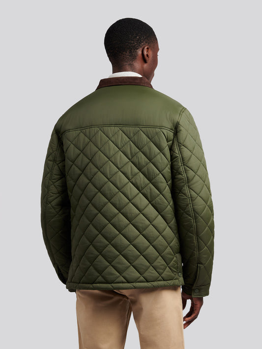 Mens Diamond Quilded Minted Jacket in Forest Night