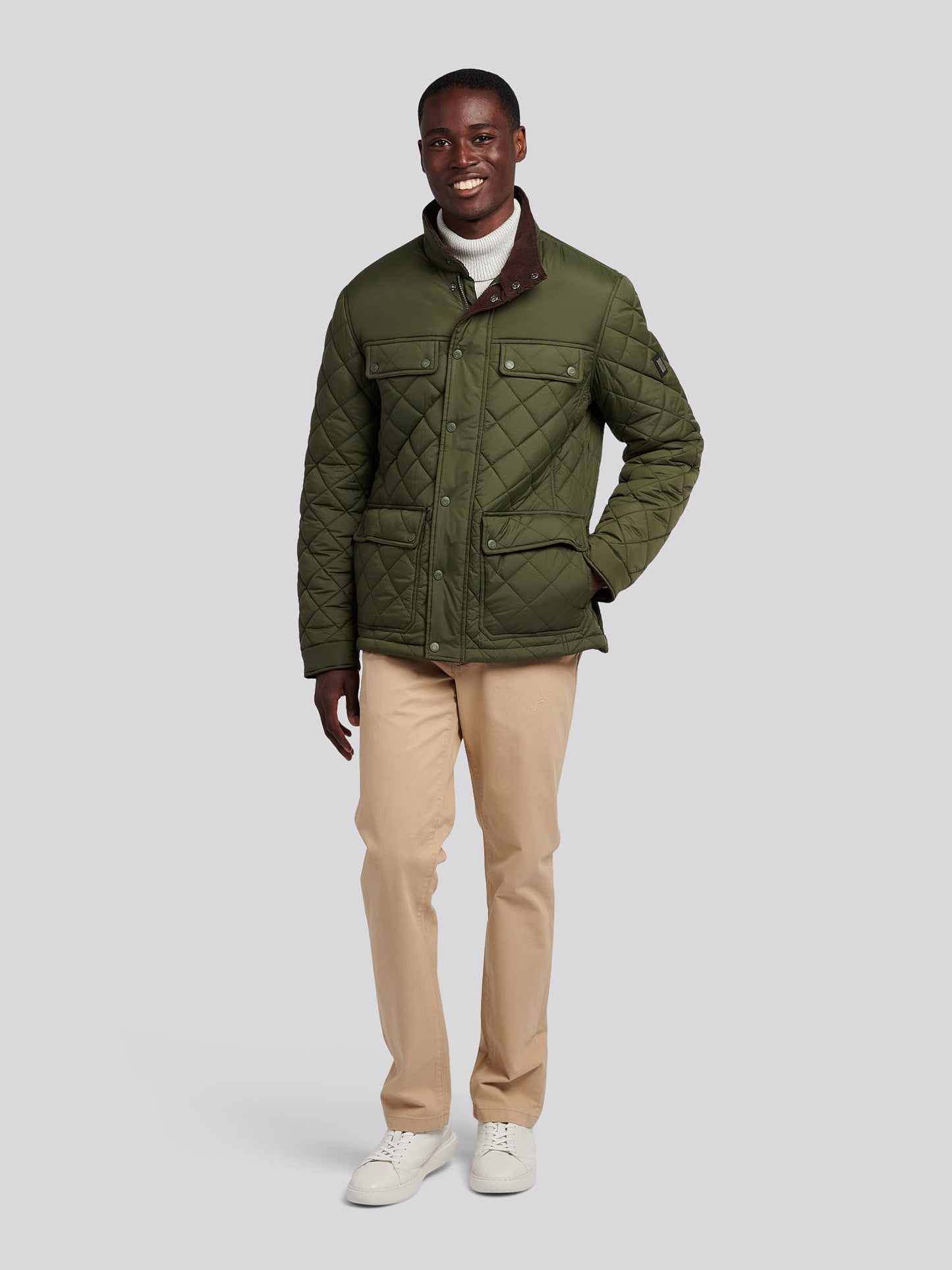 Mens Diamond Quilded Minted Jacket in Forest Night