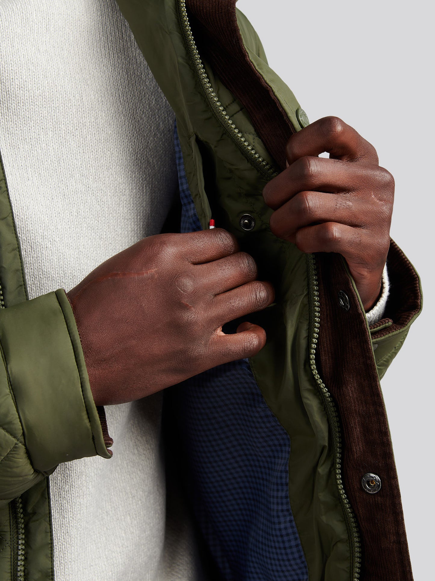 Mens Diamond Quilded Minted Jacket in Forest Night