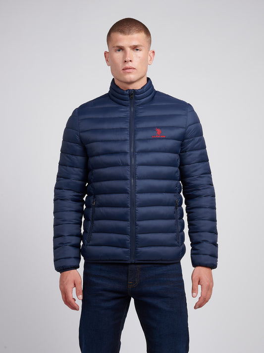Mens Lightweight Połączona pikowana kurtka w ciemnym szafirowym granatowym/haute Red DHM
