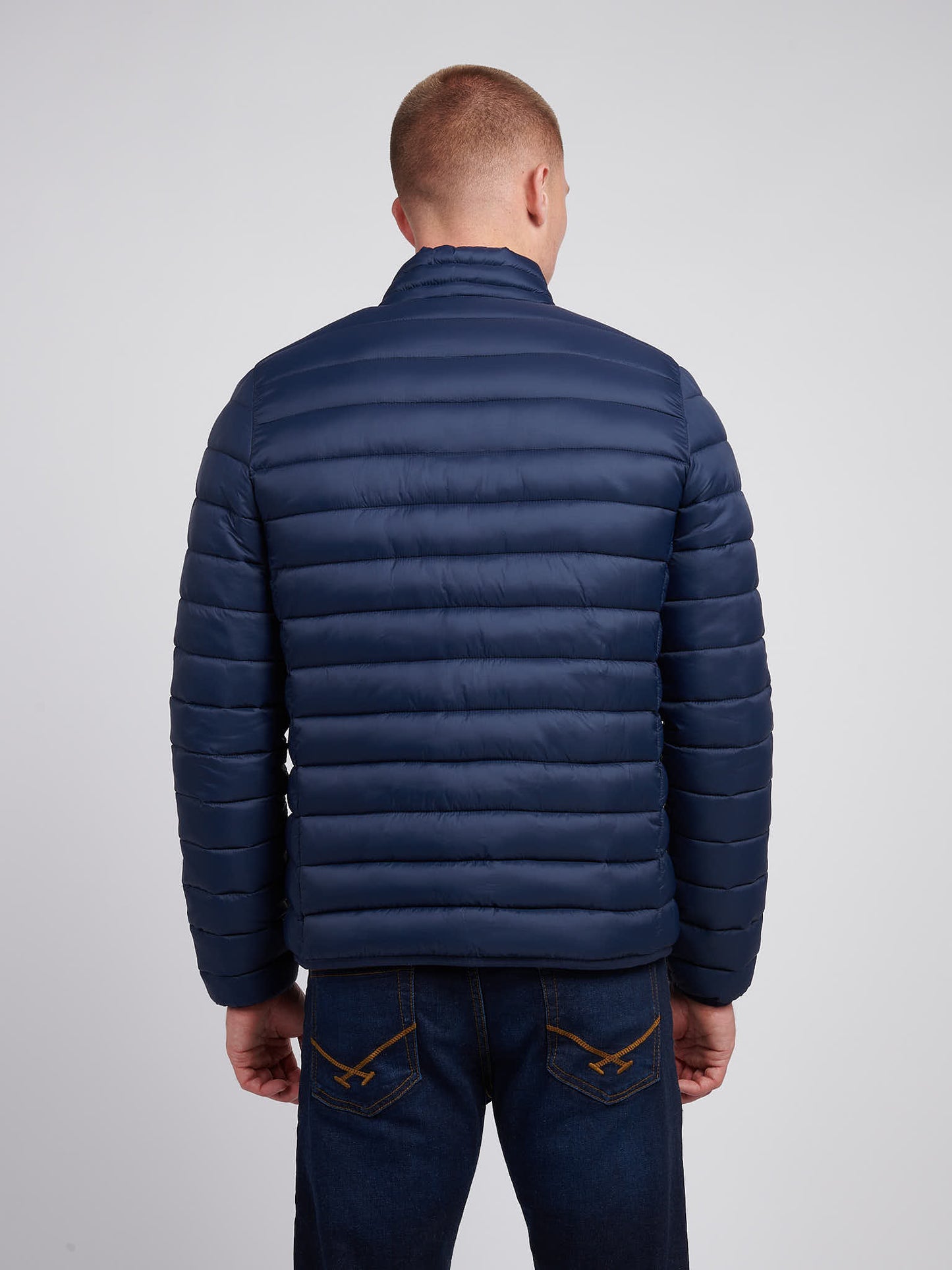 Mens Lightweight Połączona pikowana kurtka w ciemnym szafirowym granatowym/haute Red DHM