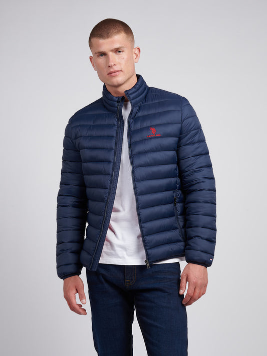 Mens Lightweight Połączona pikowana kurtka w ciemnym szafirowym granatowym/haute Red DHM