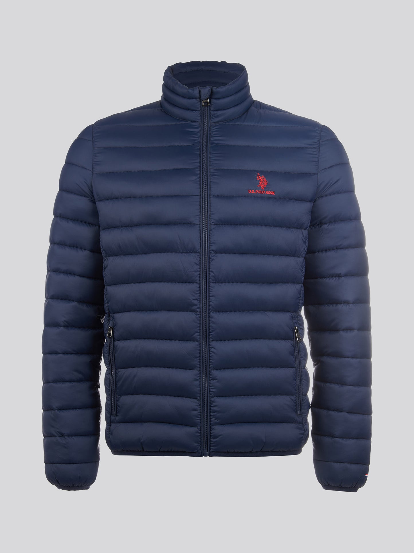 Mens Lightweight Połączona pikowana kurtka w ciemnym szafirowym granatowym/haute Red DHM