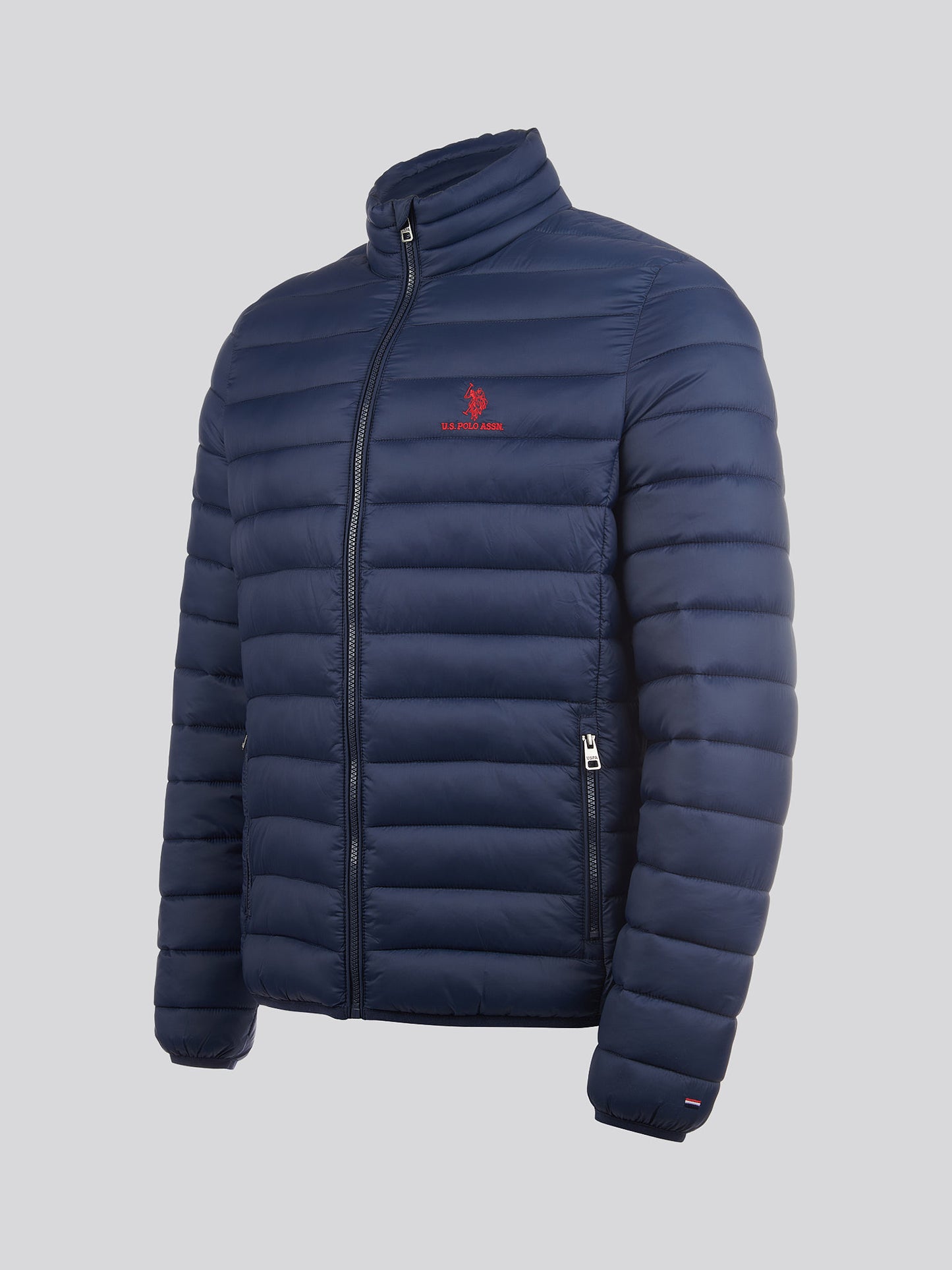 Mens Lightweight Połączona pikowana kurtka w ciemnym szafirowym granatowym/haute Red DHM