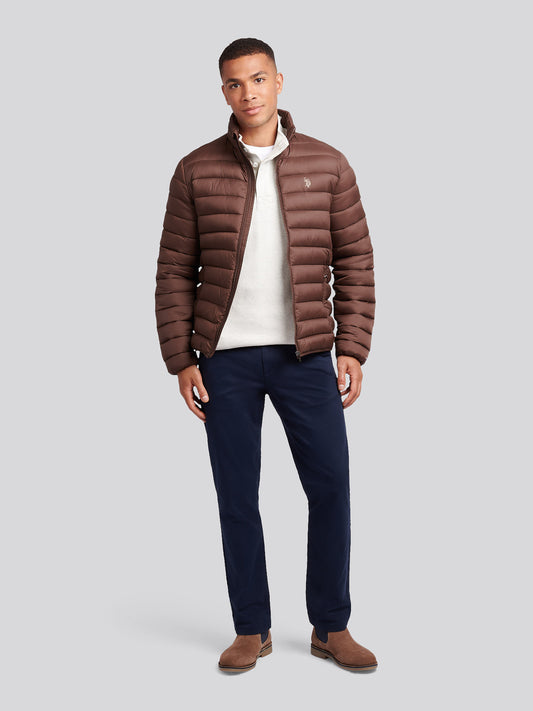 Mens Lightweight Bound Quilted Jacket in Chocolate Martini