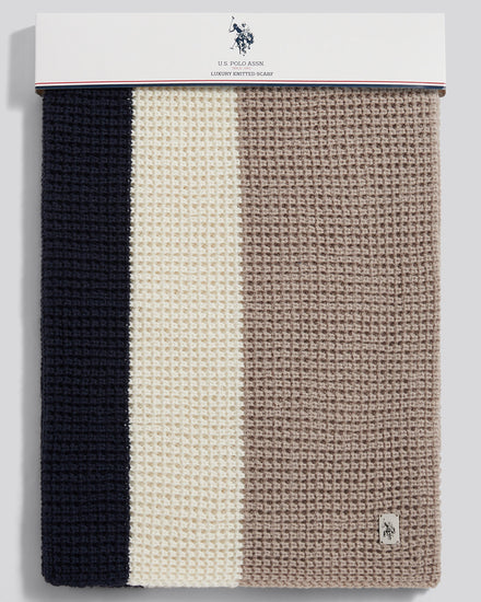 Mens Striped Waffle Knit Scarf in Atmosphere