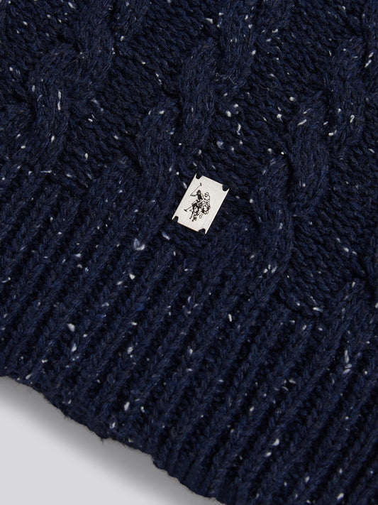 Mens Cable Knit Scarf in Dark Sapphire Navy